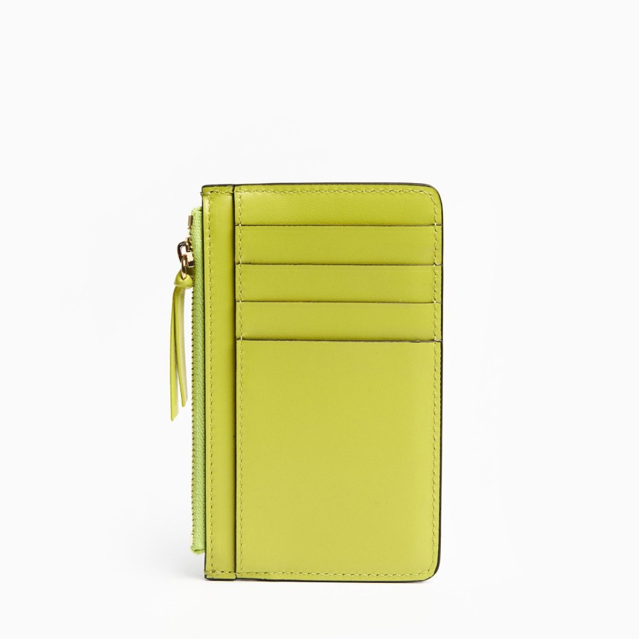 Online E.Marinella Yellow Leather Zip Credit Card Holder