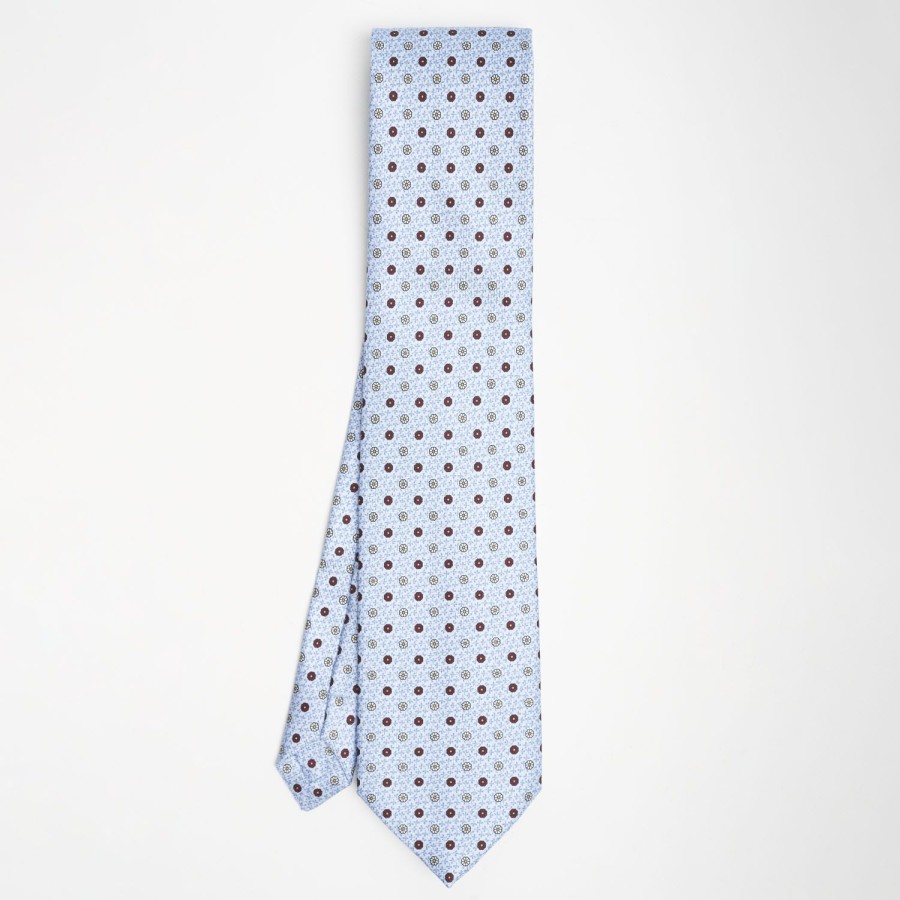 Best E.Marinella Light Blue Extra Long Sartorial Silk Tie - Small Flower Pattern