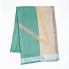 Online E.Marinella Beige And Green Cashmere Stole With Light Blue Silk Detail