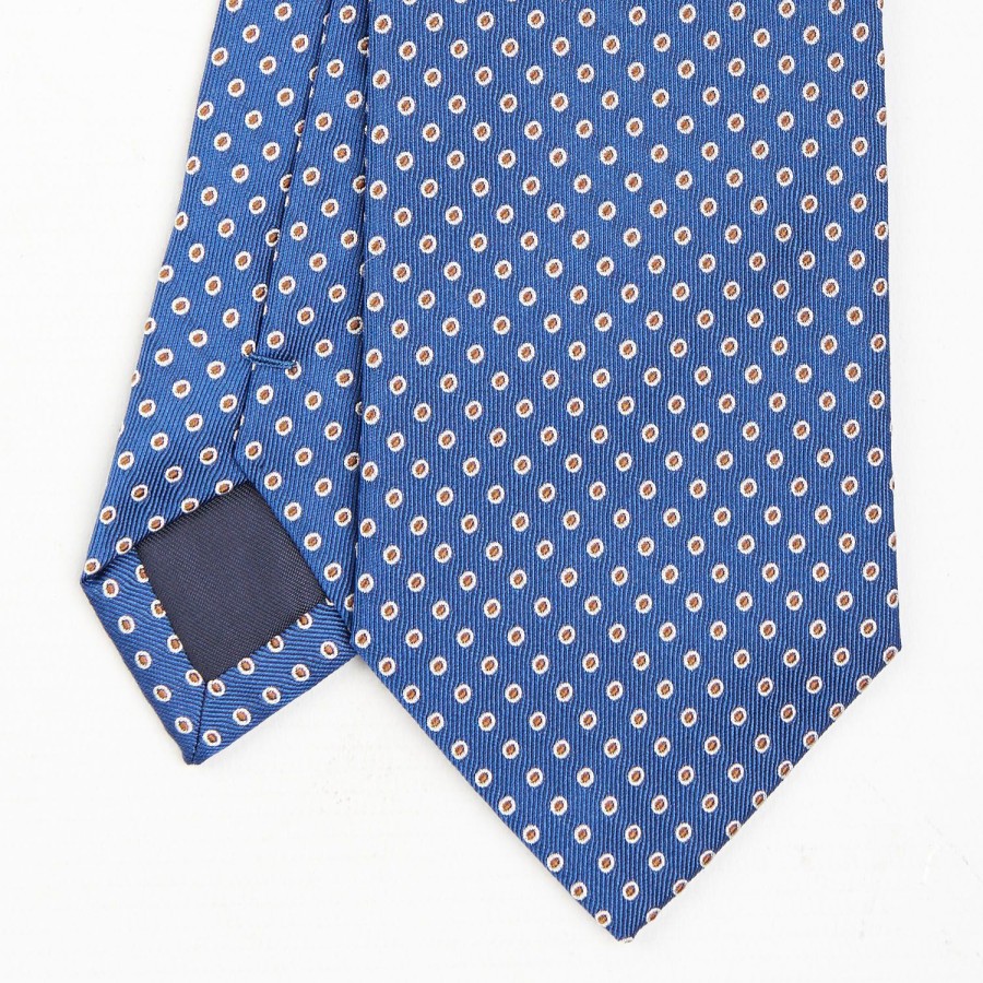 Clearance E.Marinella Blue Sartorial Jacquard Silk Tie - Small Geometric Designs