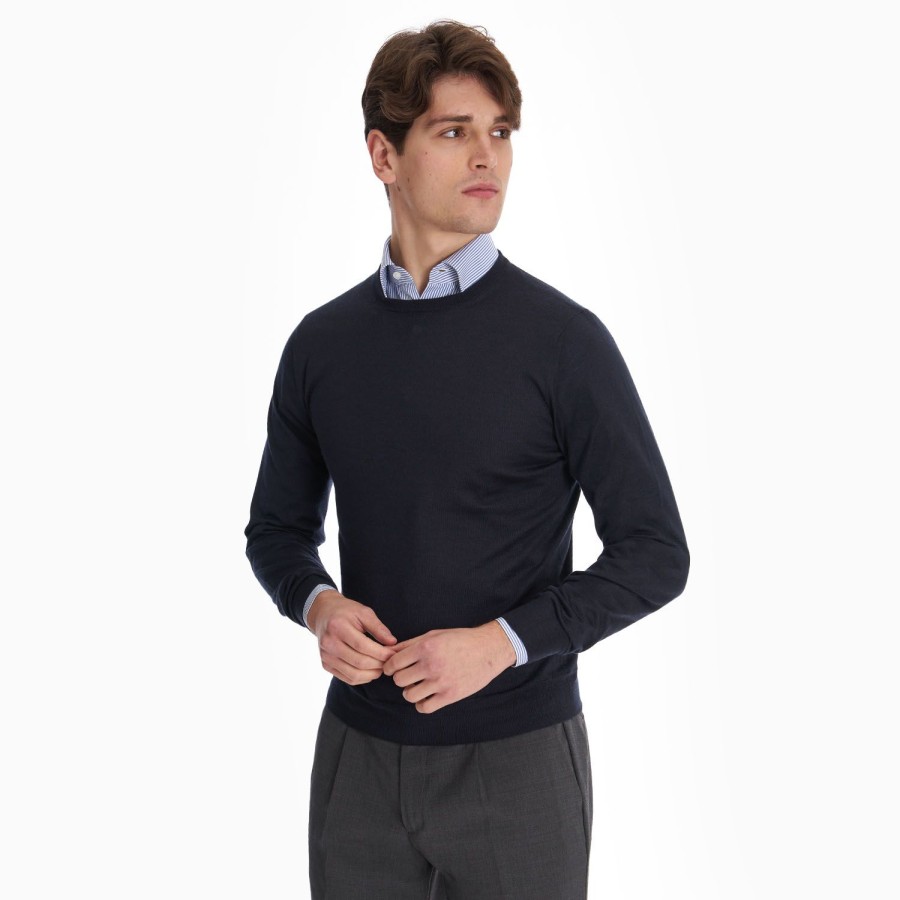 Best E.Marinella Blue Cashmere And Silk Sweater