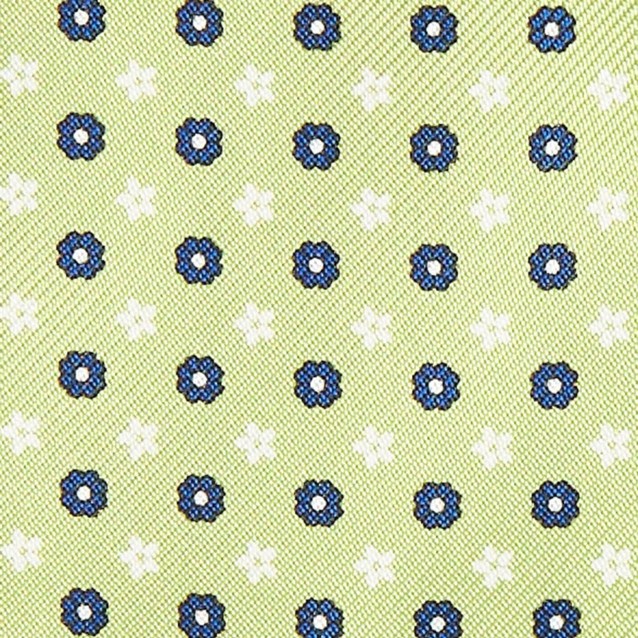 Hot E.Marinella Light Green Silk Ascot Tie Small Flower Designs