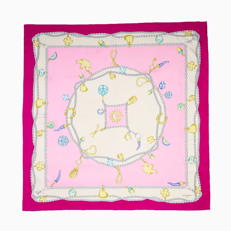 Clearance E.Marinella Fuchsia And Pink Silk Scarf 90 - Luchy Charms