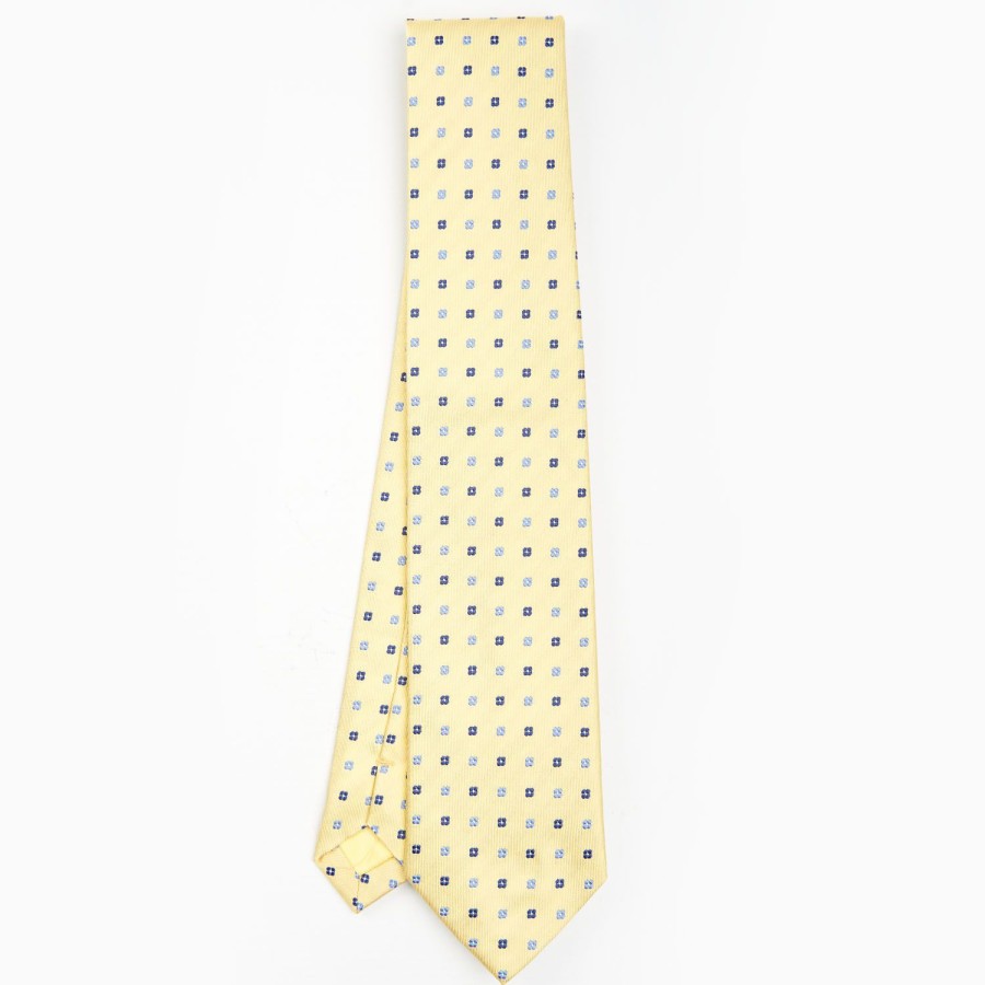 Online E.Marinella Yellow Sartorial Jacquard Silk Tie - Small Flower Designs