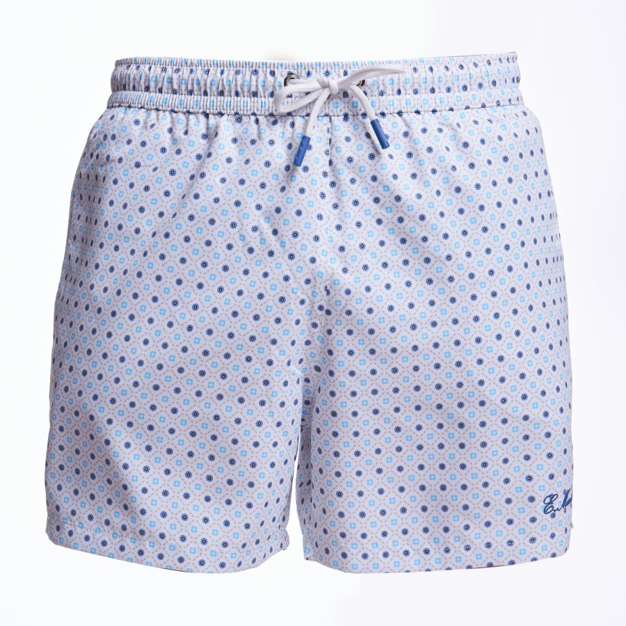 Online E.Marinella White Swim Short - Small Flower Pattern