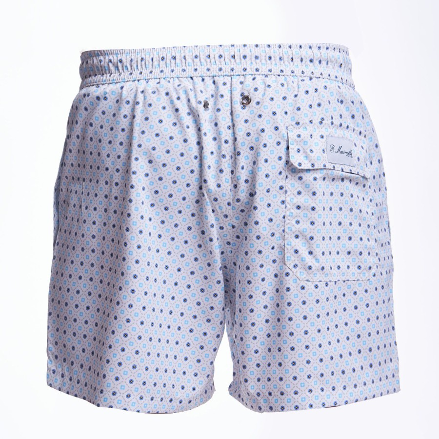 Online E.Marinella White Swim Short - Small Flower Pattern