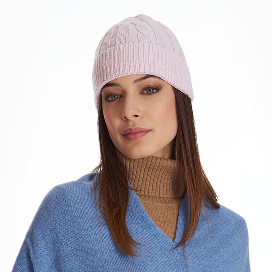 Hot E.Marinella Pink Cashmere Braid Beanie