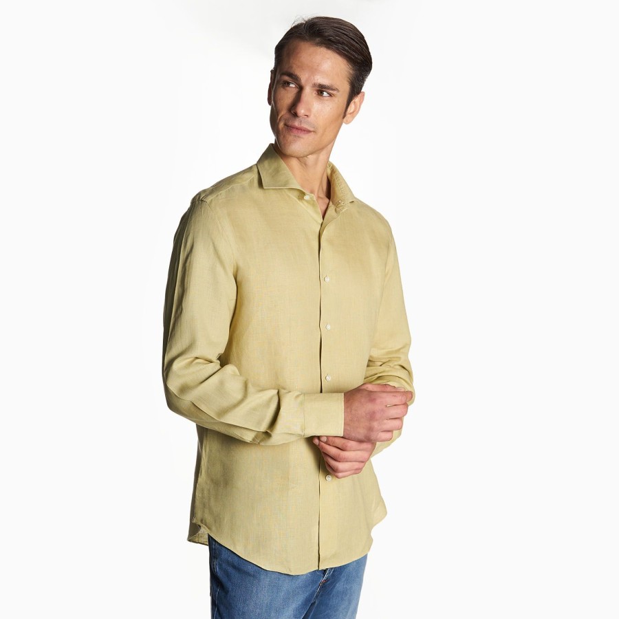 New E.Marinella Light Green Linen Shirt