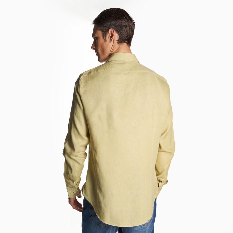 New E.Marinella Light Green Linen Shirt