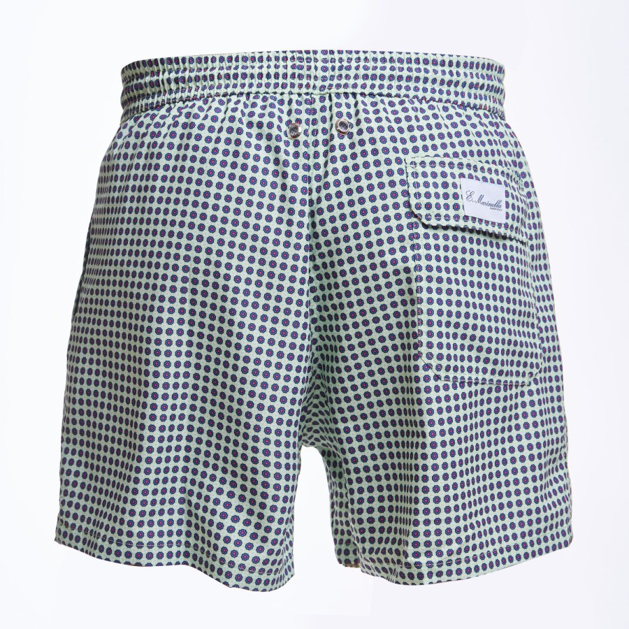 New E.Marinella Light Green Swim Short - Small Flower Pattern