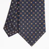 Best E.Marinella Dark Blue Sartorial Classic Silk Tie Large Flower Pattern