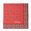 New E.Marinella Red Hand-Printed Silk Pocket Square Large Flower Pattern