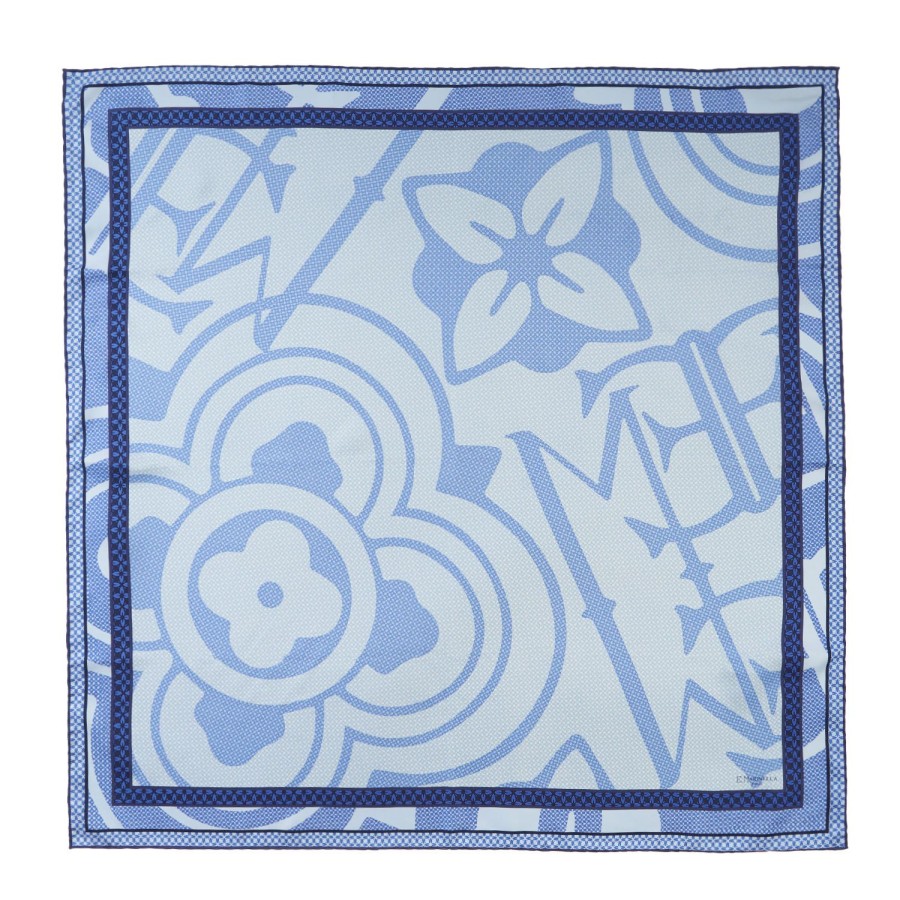 Best E.Marinella Blue Silk Scarf 90 - Archivio Inspiration 1961