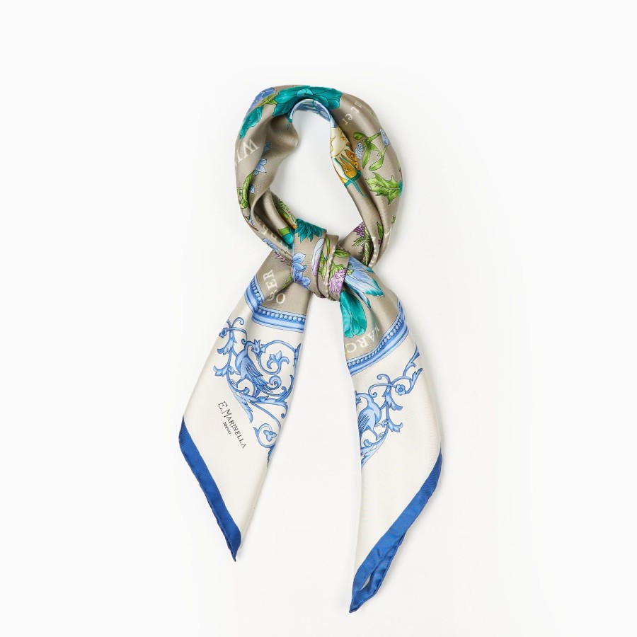 Online E.Marinella Light Green Silk Scarf 90 - The Wheel Of Seasons