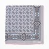 Wholesale E.Marinella Grey Hand-Printed Silk Pocket Square - Paisley Pattern