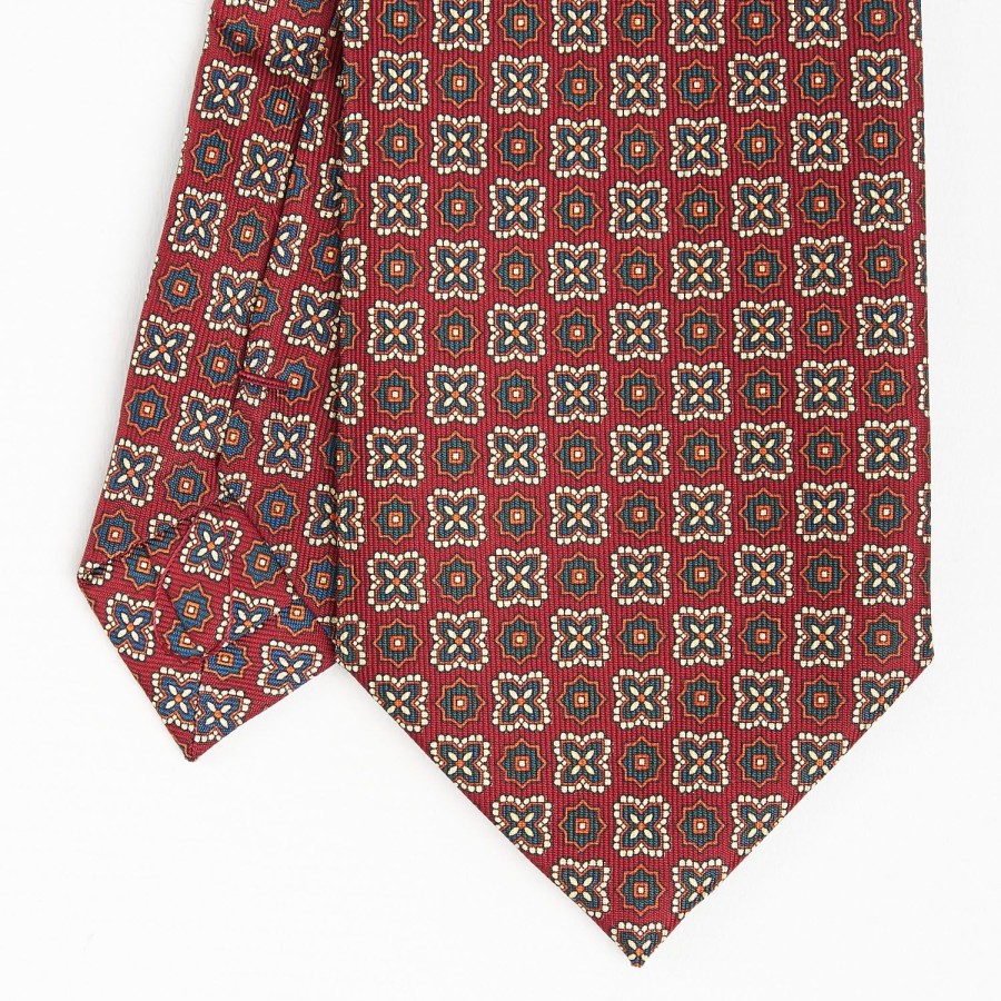 Online E.Marinella Burgundy Extra Long Sartorial Silk Tie - Flower Pattern