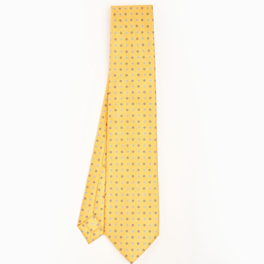 Online E.Marinella Yellow 5 Fold Sartorial Silk Tie - Small Flower Pattern