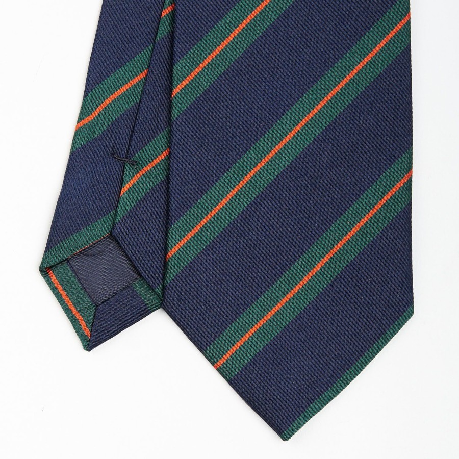 Hot E.Marinella Dark Blue Sartorial Striped Silk Tie