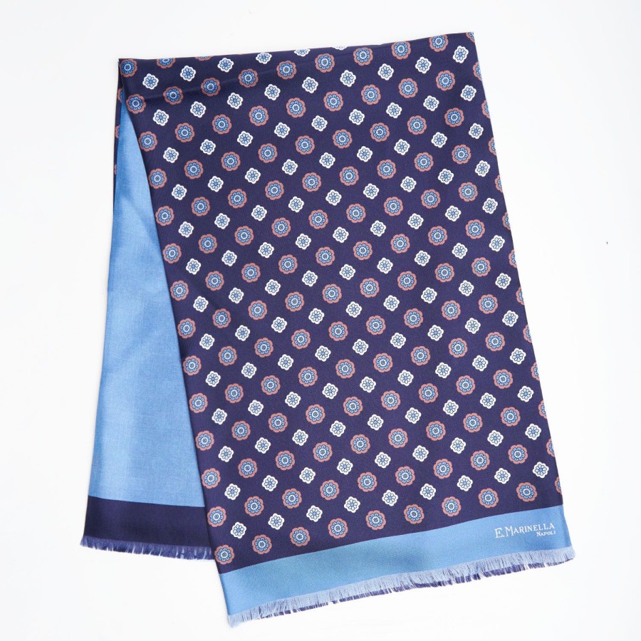 Wholesale E.Marinella Midnight And Light Blue Double Silk Scarf