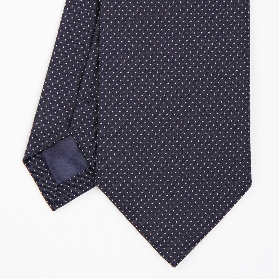 Online E.Marinella Dark Blue Ceremonial Jacquard Silk Tie Small Geometric Pattern