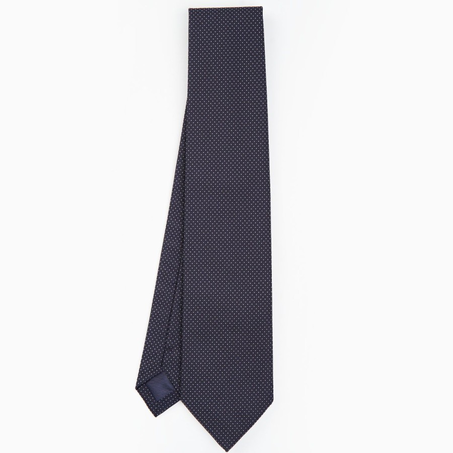 Online E.Marinella Dark Blue Ceremonial Jacquard Silk Tie Small Geometric Pattern