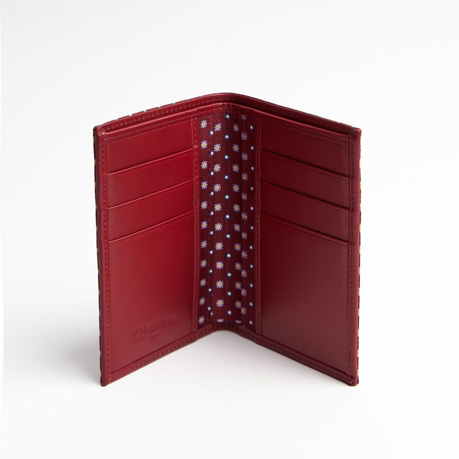 Online E.Marinella Burgundy Vertical Wallet In Silk And Leather