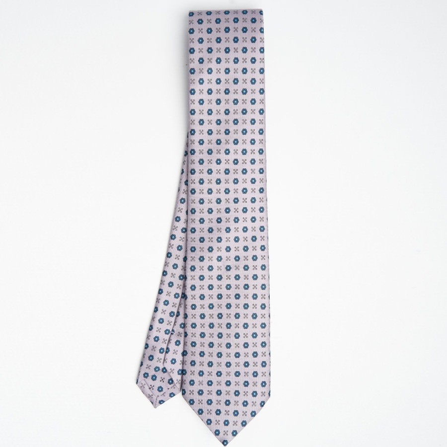 Online E.Marinella Light Grey Sartorial Classic Silk Tie Small Flower Pattern