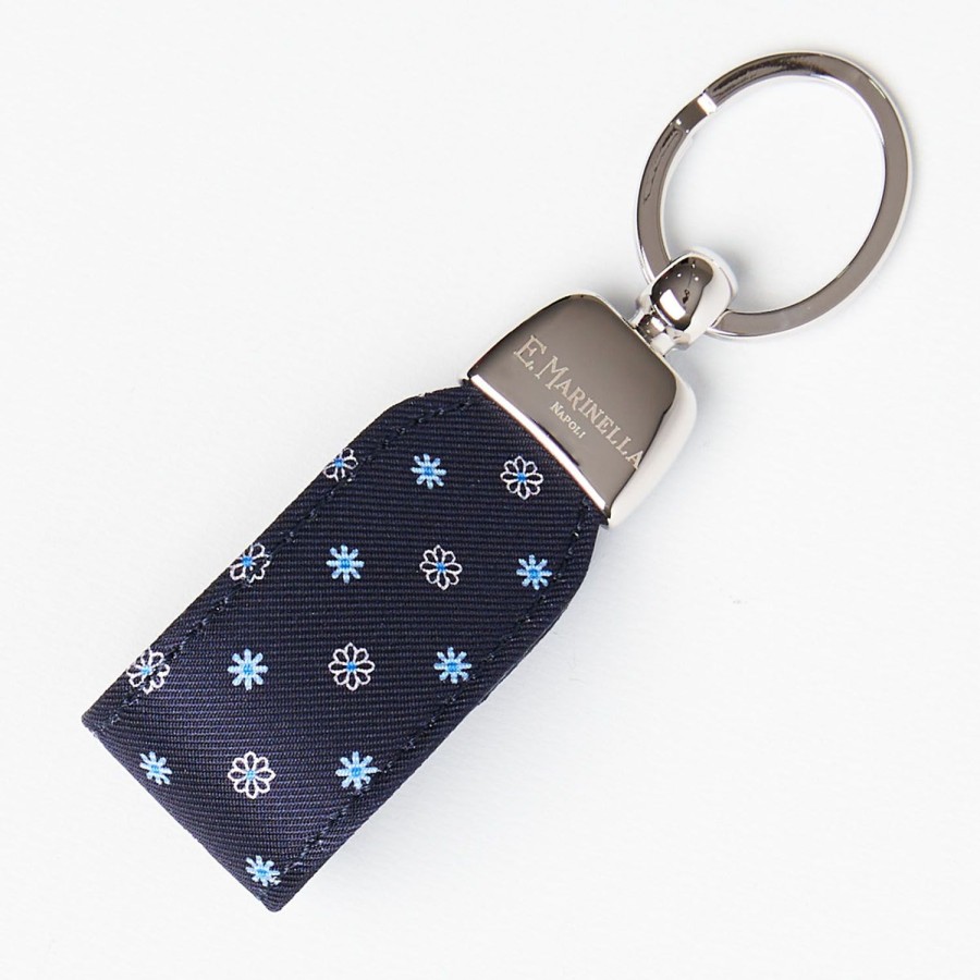 Online E.Marinella Dark Blue Keyfob In Silk And Leather