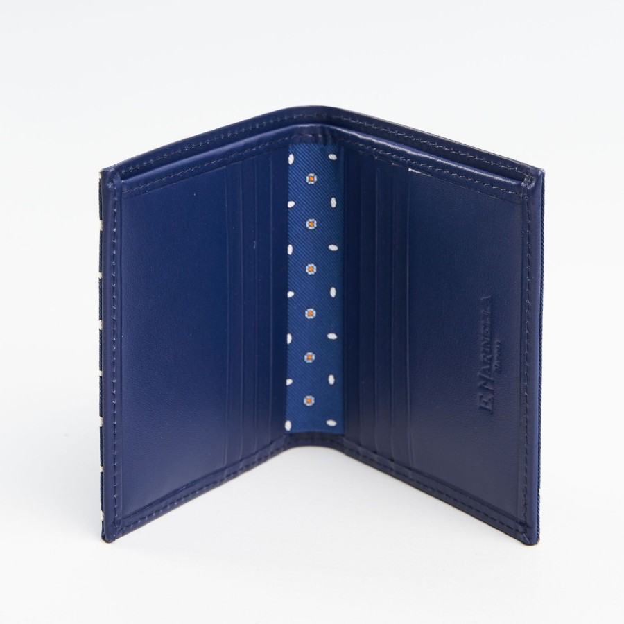 Best E.Marinella Blue Small Wallet In Silk And Leather