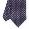 New E.Marinella Dark Blue Sartorial Classic Silk Tie - Small Flower Designs