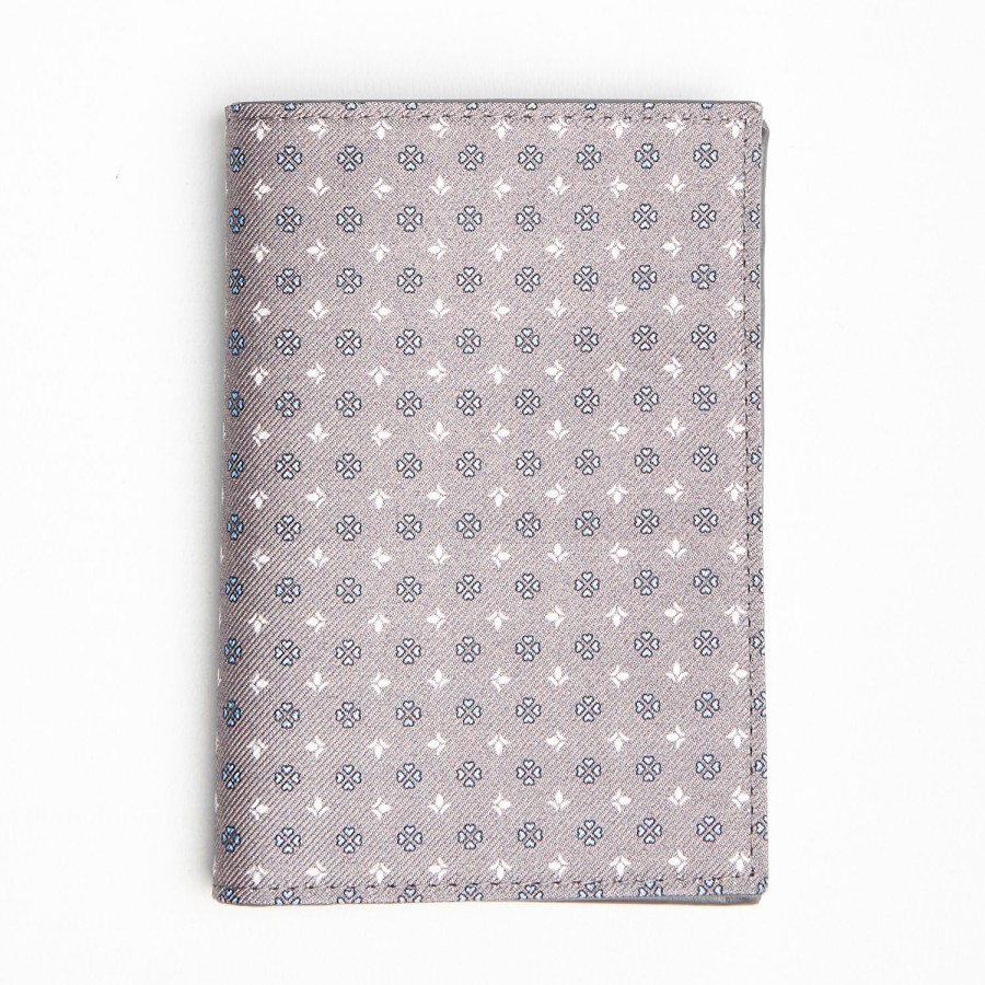 Best E.Marinella Light Grey Vertical Wallet In Silk And Leather