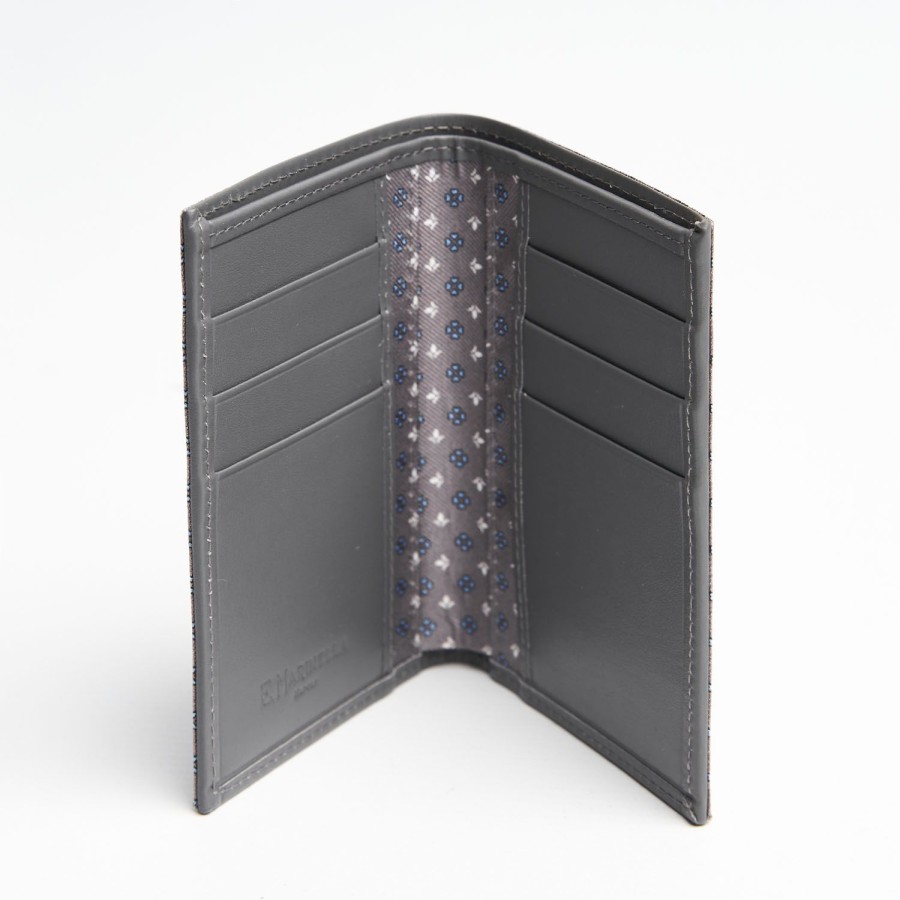 Best E.Marinella Light Grey Vertical Wallet In Silk And Leather