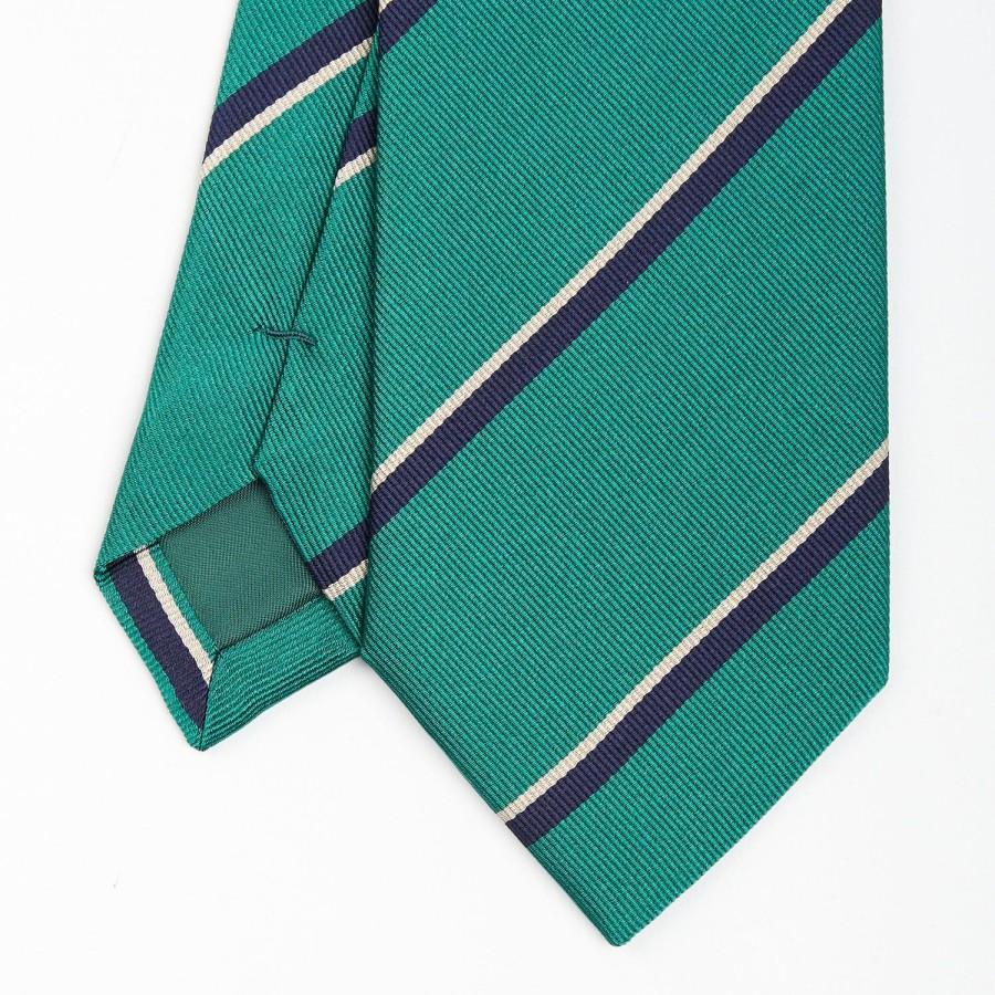 Online E.Marinella Dark Green Sartorial Striped Silk Tie