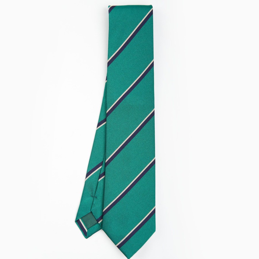 Online E.Marinella Dark Green Sartorial Striped Silk Tie