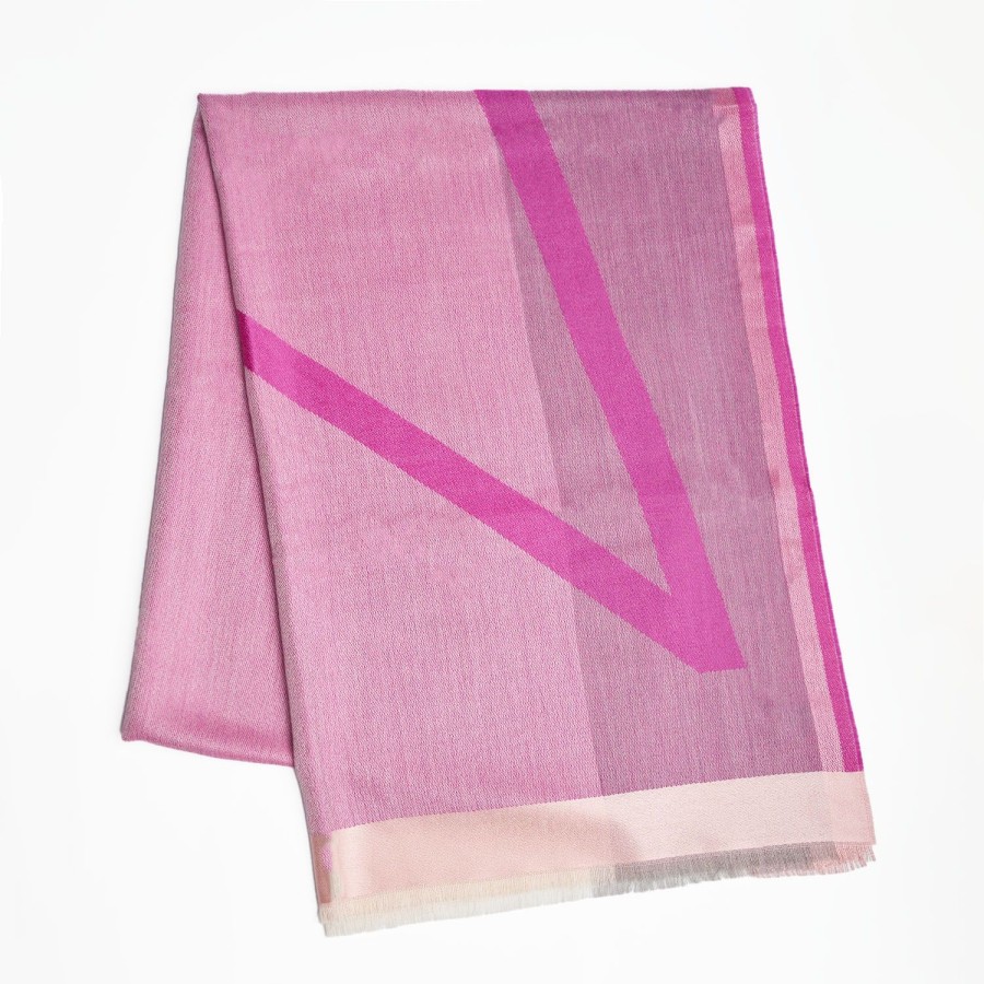 Best E.Marinella Pink And Violet Stole With Pink Silk Detail