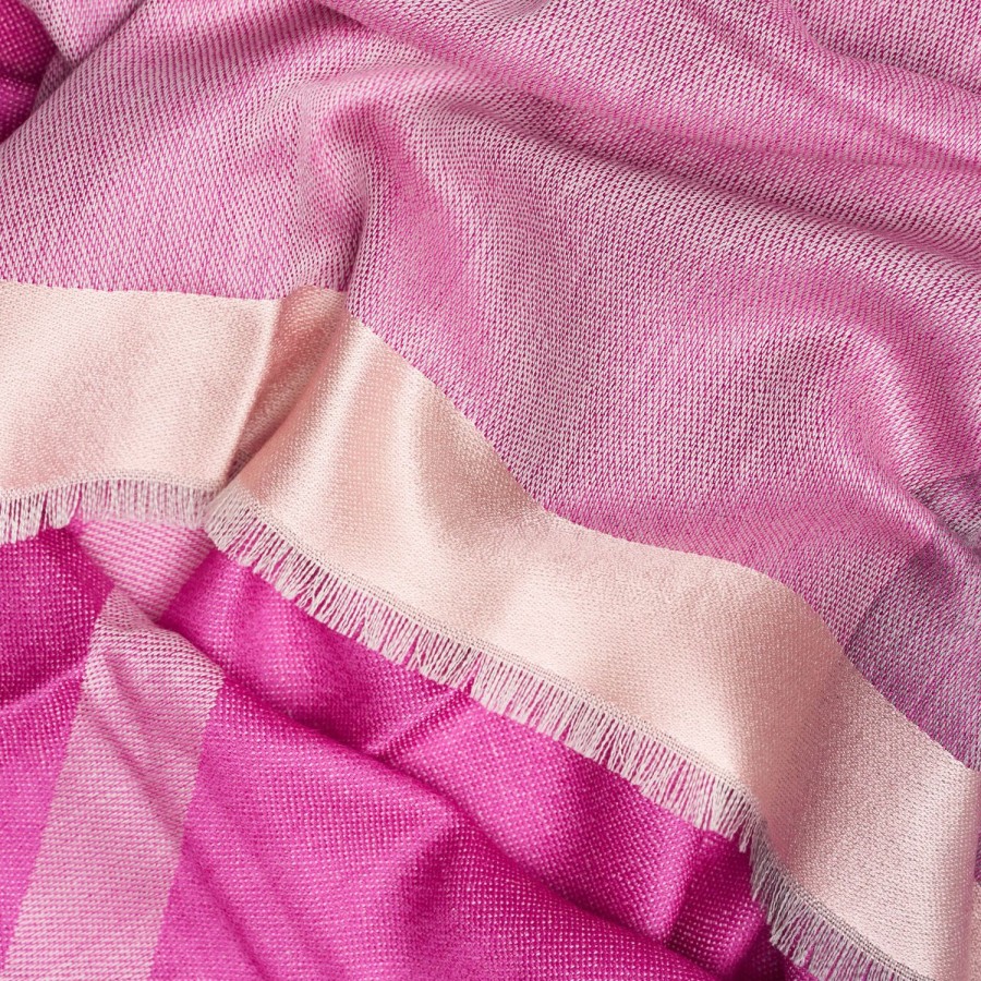 Best E.Marinella Pink And Violet Stole With Pink Silk Detail