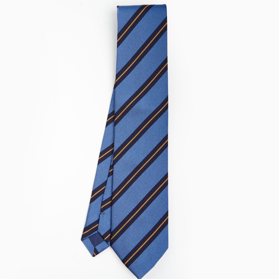 Online E.Marinella Powder Blue Sartorial Striped Silk Tie