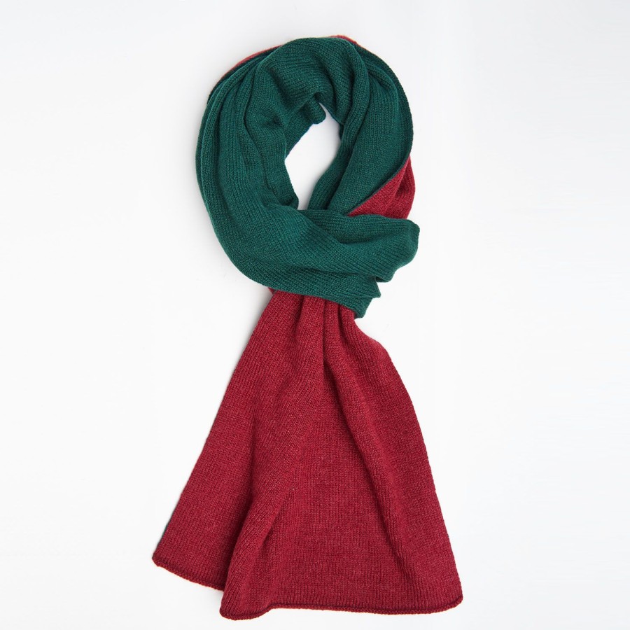 Online E.Marinella Burgundy And Dark Green Two-Tone Solid Cashmere Neck Warmer