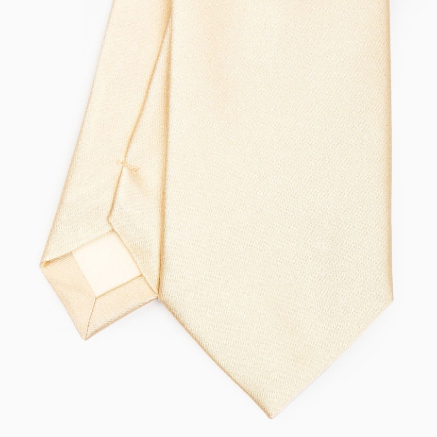 Clearance E.Marinella Cerimonial Solid Yellow Silk Satin Tie