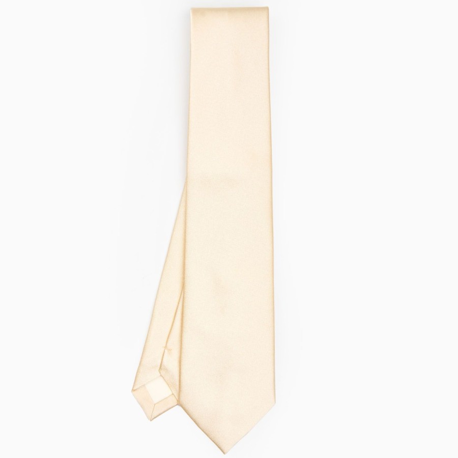 Clearance E.Marinella Cerimonial Solid Yellow Silk Satin Tie