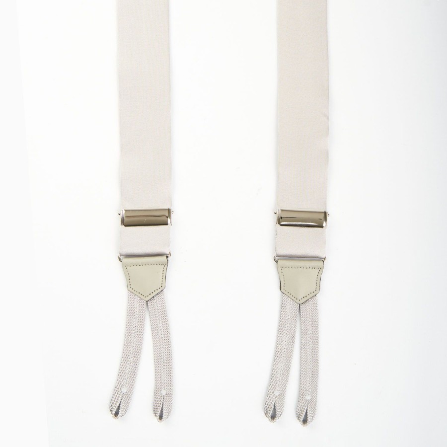 Wholesale E.Marinella Light Grey Satin Silk Braces