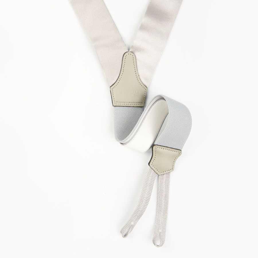 Wholesale E.Marinella Light Grey Satin Silk Braces