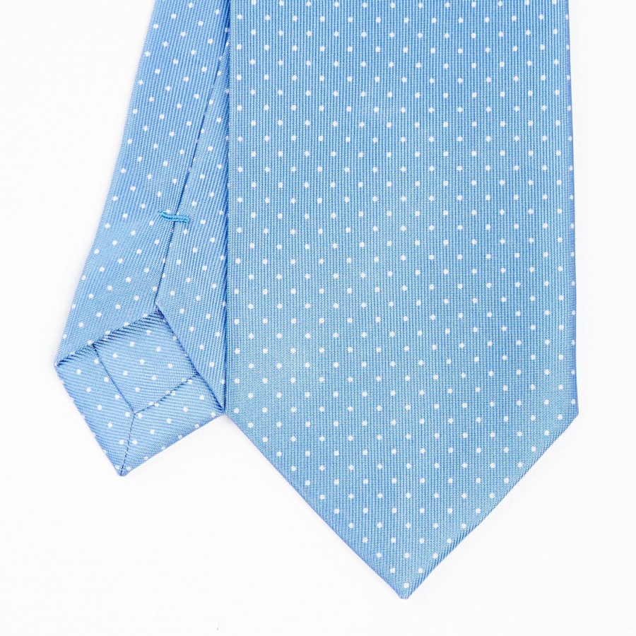 Best E.Marinella Powder Blue Sartorial Classic Silk Tie Polka Dot Pattern