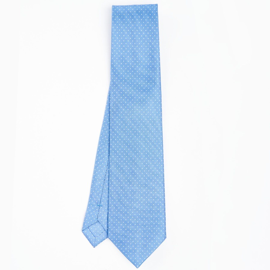 Best E.Marinella Powder Blue Sartorial Classic Silk Tie Polka Dot Pattern