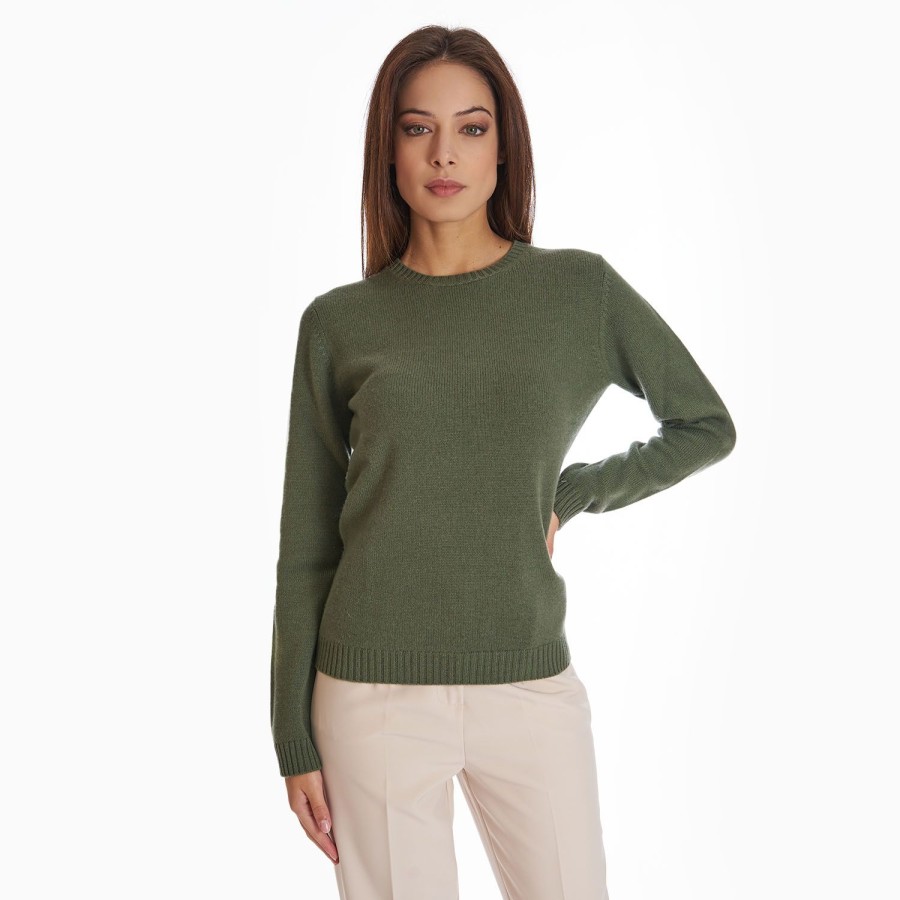 Online E.Marinella Dark Green Wool And Cashmere Crewneck