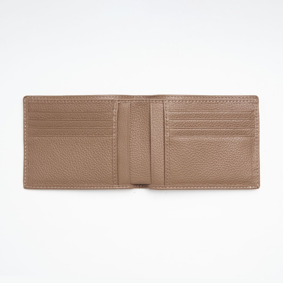 Clearance E.Marinella Light Brown Hammered Leather Horizontal Wallet