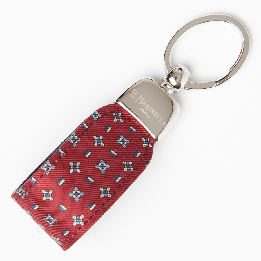 Clearance E.Marinella Burgundy Keyfob In Silk And Leather