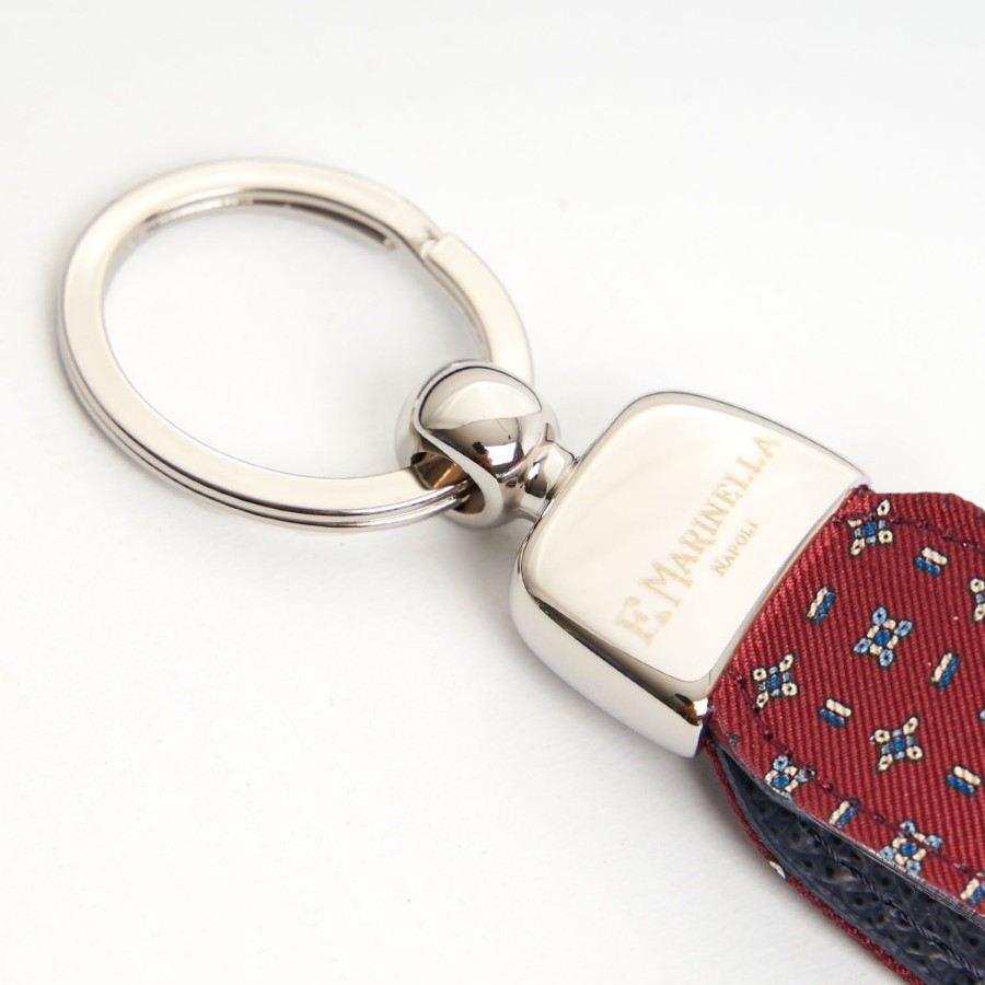 Clearance E.Marinella Burgundy Keyfob In Silk And Leather