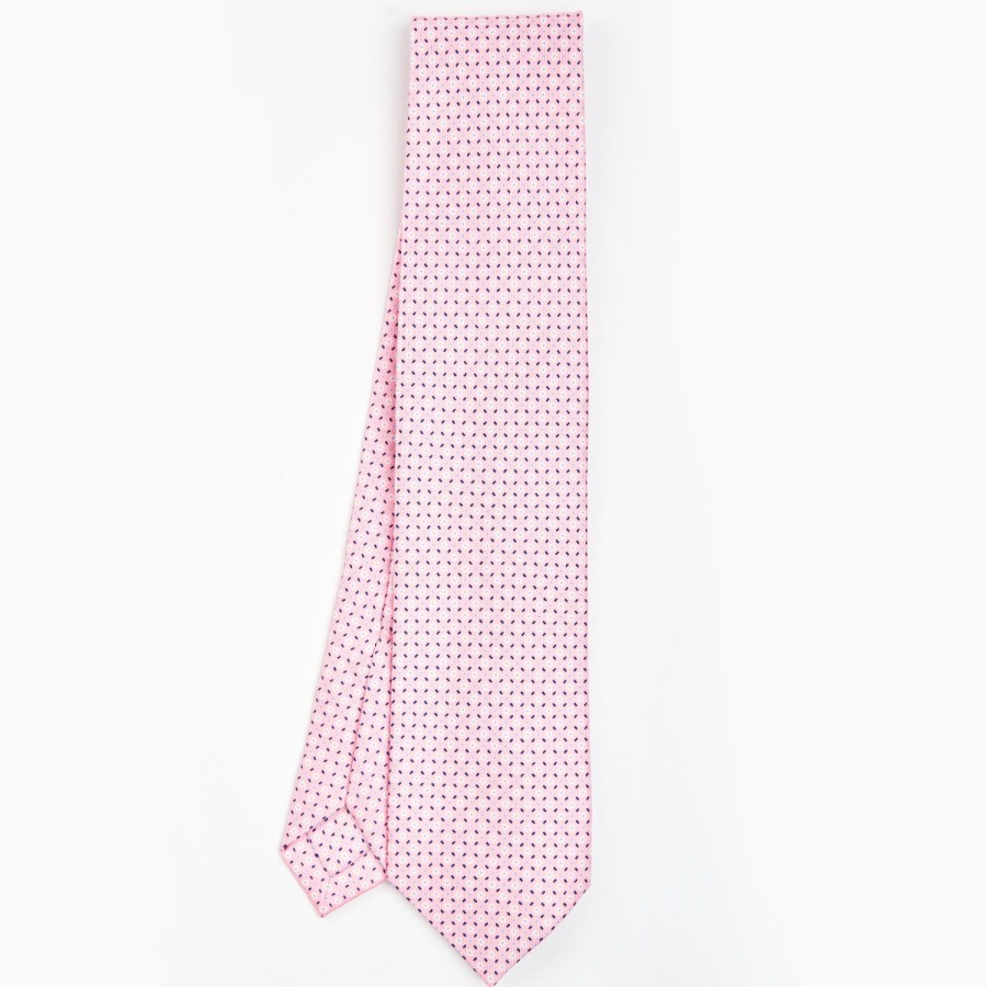 Hot E.Marinella Pink 5 Fold Sartorial Silk Tie - Small Flower Pattern