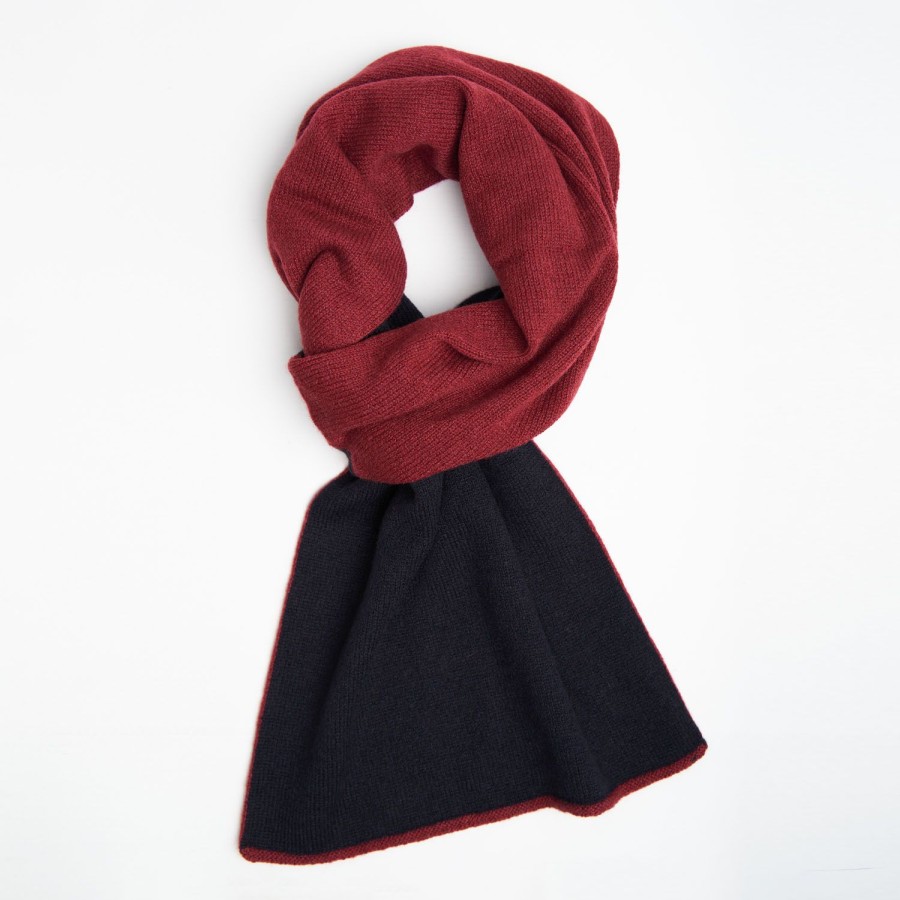 Hot E.Marinella Blue And Burgundy Two-Tone Cashmere Neck Warmer